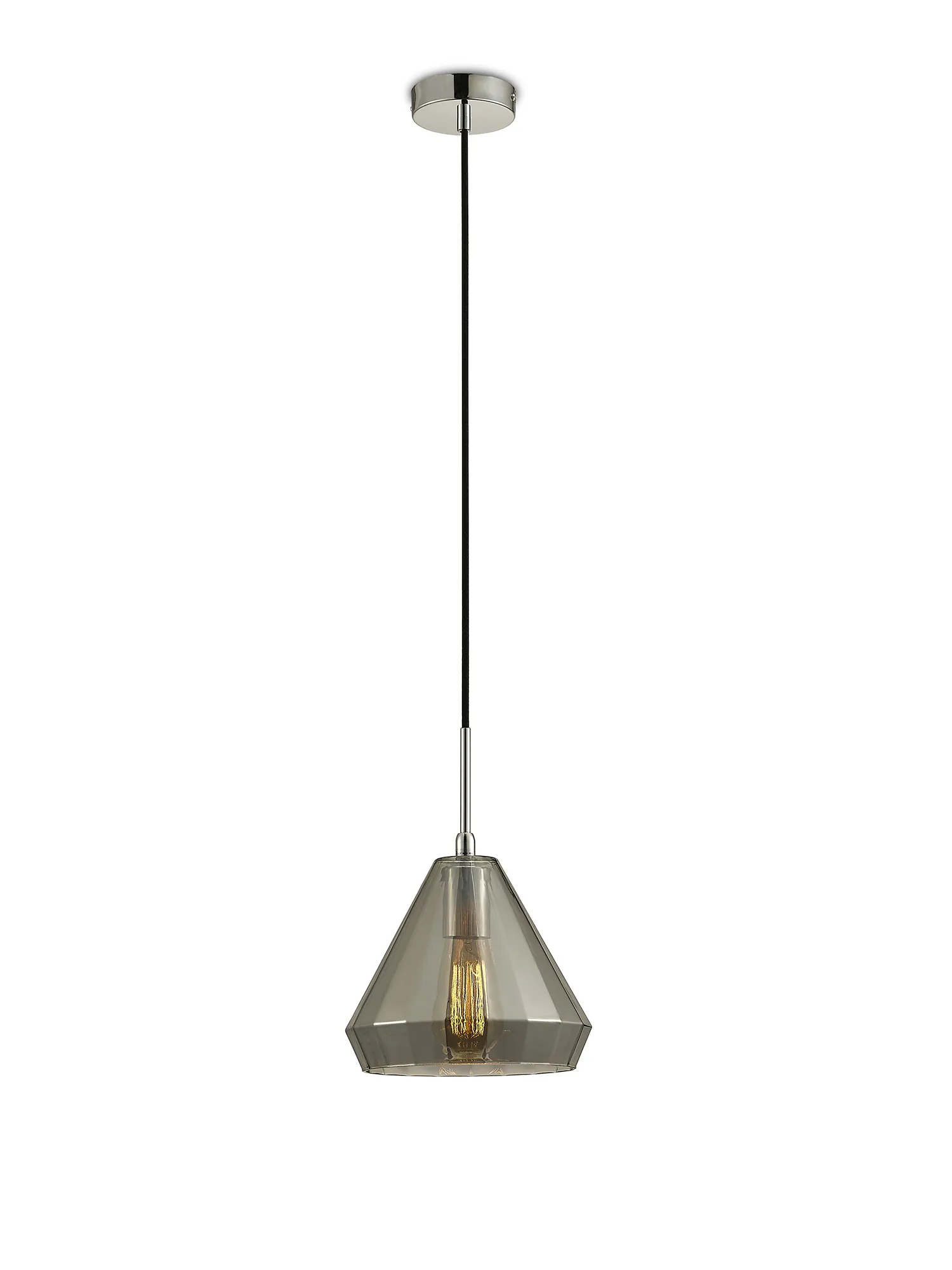Markus Glass Pendant 1 Light Smoke Medium Cone Polished Chrome D0109  Deco Markus